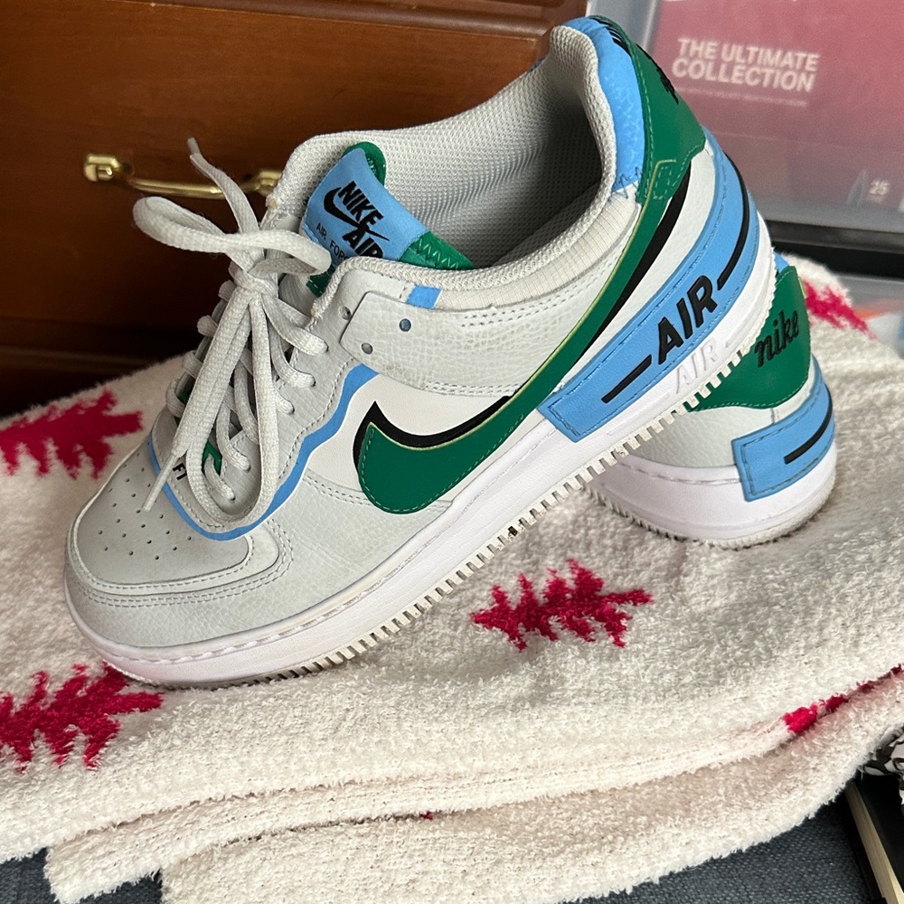 Nike Air Force 1 with Green and Blue Highlights